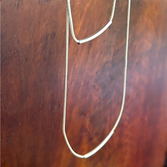 Tubular Smooth Double Rope Necklace Silver Tone Moveable Pendants - Picture 4 of 15